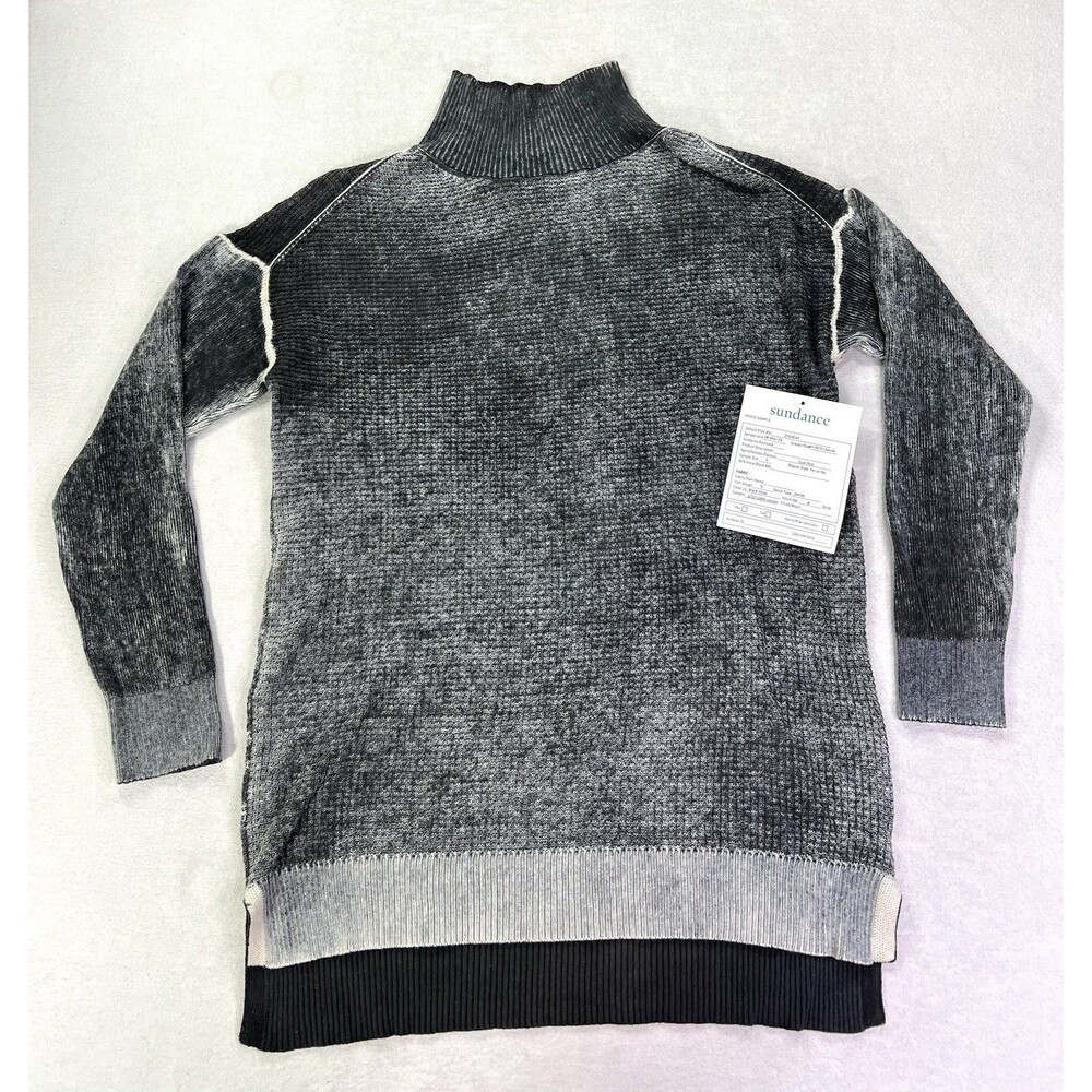 Sundance Mock Neck Mixed-Knit Waffle Pullover Sweater Long Womens Small New
